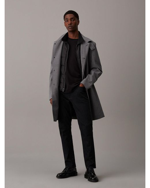Pardessus En Laine Mélangée Calvin Klein pour homme en coloris Gray