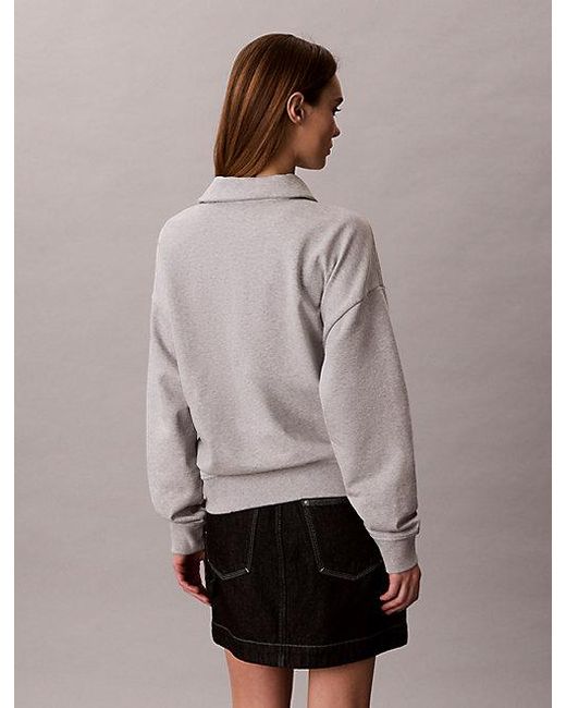 Calvin Klein Gray Jeans French Terry Relaxed Quarter Zip Sweatshirt