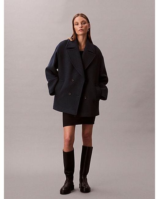 Calvin Klein Brown Wool Blend Peacoat