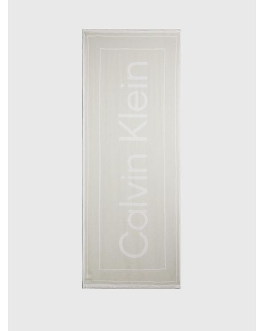 Calvin Klein White Logo Jacquard Scarf