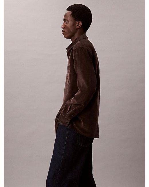 Calvin Klein Corduroy Relaxed Button-Down Overhemd in het Brown voor heren