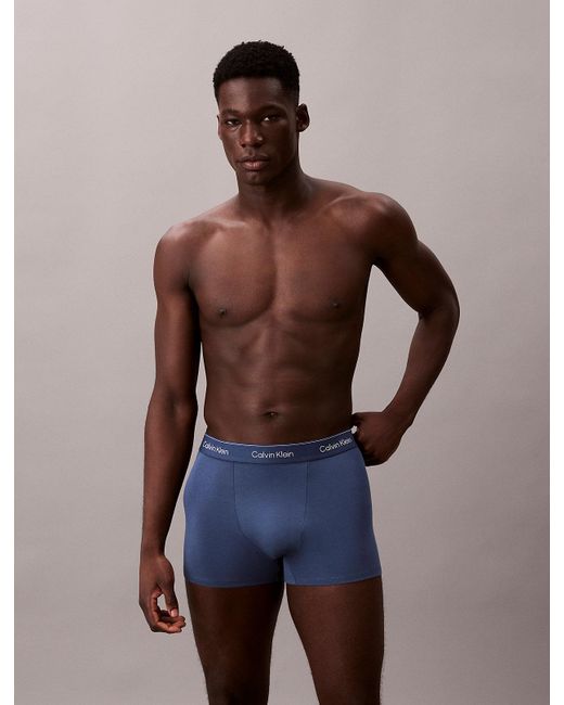Calvin Klein Blue 3 Pack Relaxed Dart Trunks for men