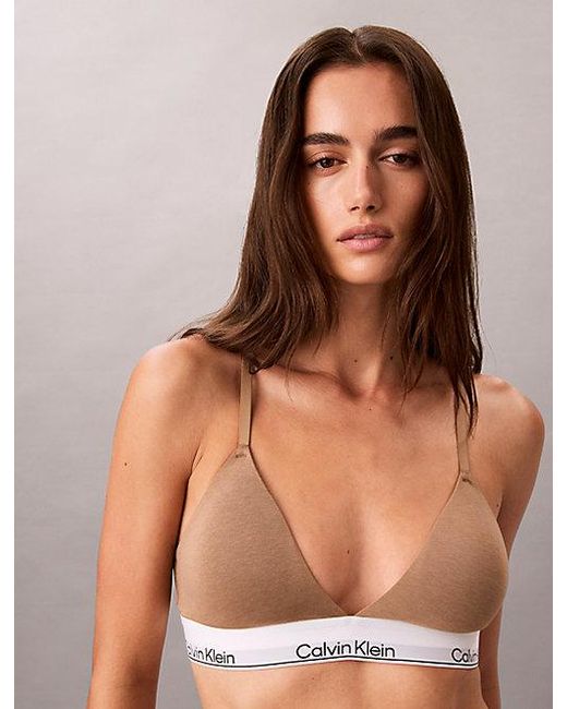 Calvin Klein Brown Lightly Lined Triangle Bralette Icon Cotton Modal