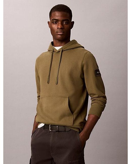 Calvin Klein Multicolor Jeans Cotton Terry Badge Hoodie for men
