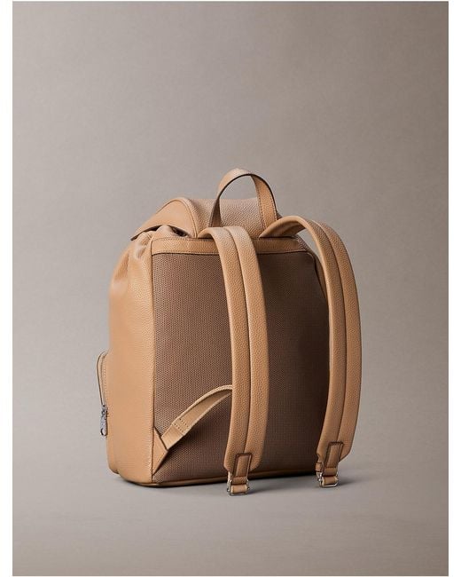 Calvin Klein Natural Logo Strap Flap Backpack