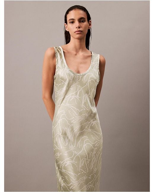 calvin klein gold dress Calvin Klein Metallic Coated Dress Frosted Almond main image 1