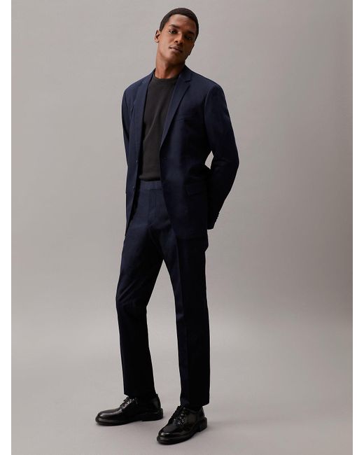 Calvin Klein Blue Slim Stretch Sateen Blazer for men