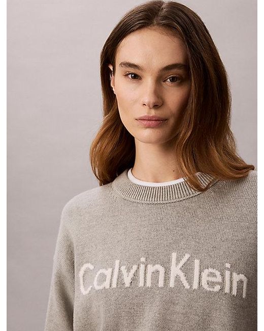 Calvin Klein Brown Jeans Logo Graphic Relaxed Jumper