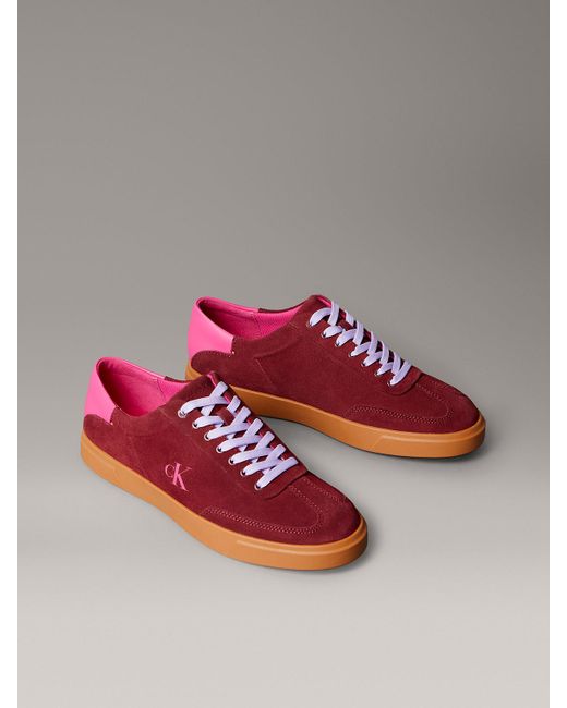 Baskets En Daim Avec Logo Signature Calvin Klein en coloris Red