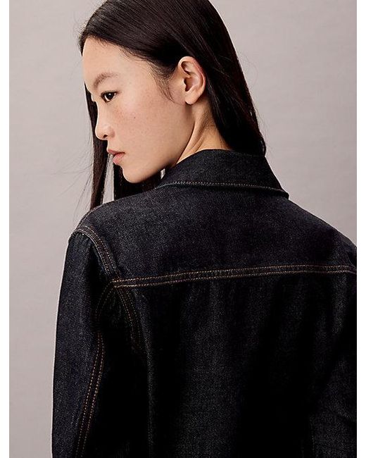 Calvin Klein Black Jeans Denim Seamed Button Up Shirt