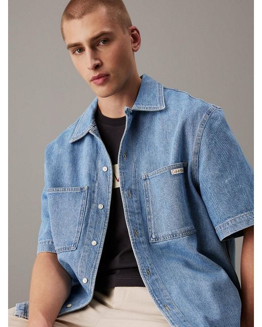 Chemise Relaxed En À Manches Courtes Calvin Klein pour homme en coloris Blue