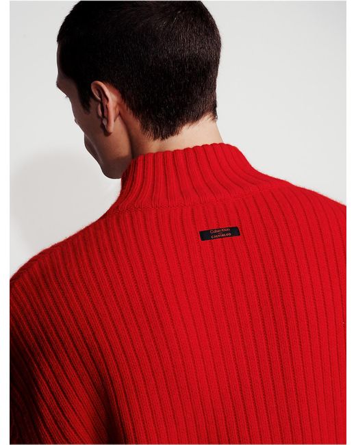 Calvin Klein Blue Ribbed 1/4 Zip Sweater for men