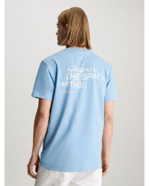Calvin Klein Slogan T-shirt Met Print Aan De Achterkant in het Blue voor heren