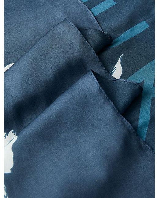 Calvin Klein Blue Square Floral Logo Scarf