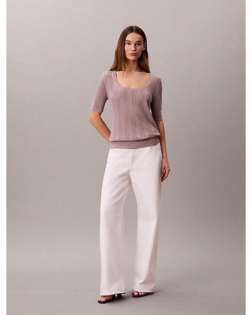 Calvin Klein Multicolor Fine Gauge Viscose Pointelle Top