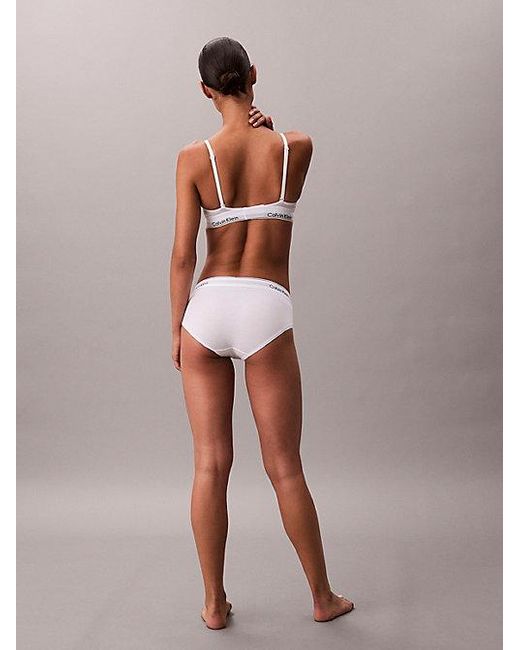 Calvin Klein White Lightly Lined Triangle Bralette Icon Cotton Modal