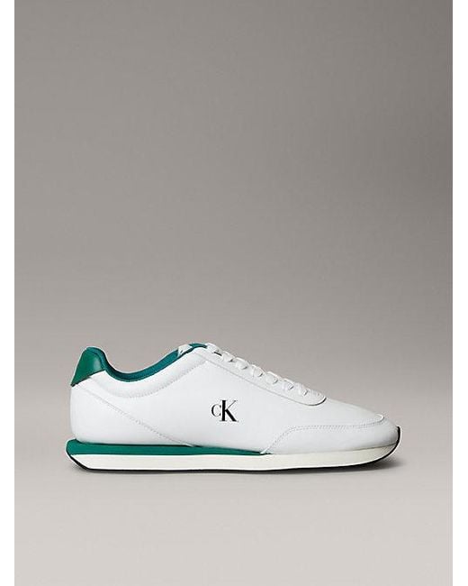 Calvin Klein Leren Hardloopsneakers Met Signature Logo in het Metallic voor heren