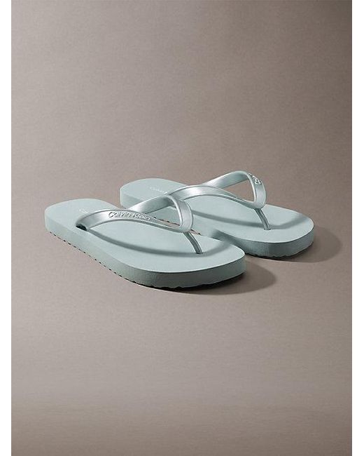 Calvin Klein Gray Arwa Metallic Pearlised Flip Flops