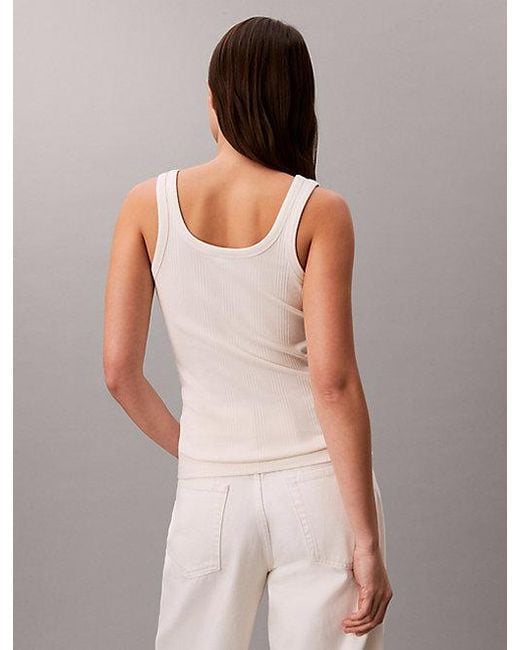 Calvin Klein Natural Slim Ribbed Cotton Tank Top