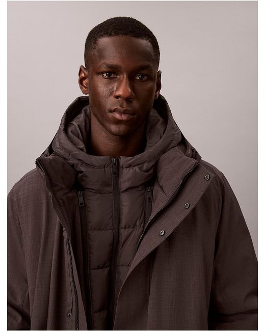 Calvin Klein Brown Heathered Puffer Jacket for men