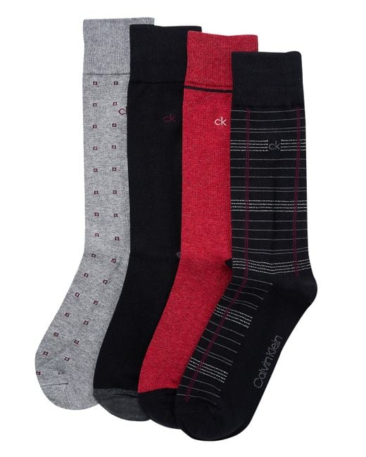 Calvin Klein Blue Holiday Combed Cotton 4-Pack Dress Socks for men