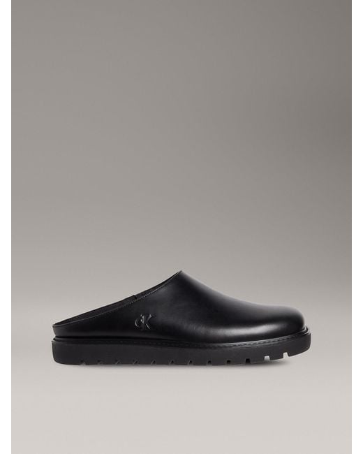 Calvin Klein Gray Leather Mules for men
