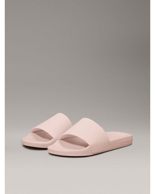 Calvin Klein Pink Logo Sliders
