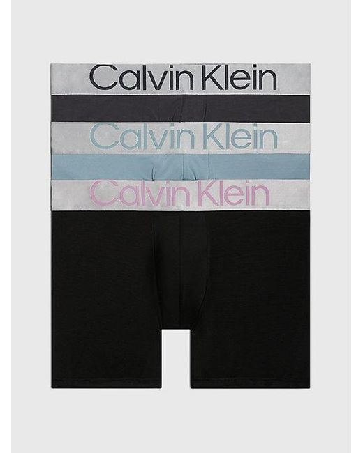 Calvin Klein 3-pack Boxers Lang - Steel Micro in het Black voor heren