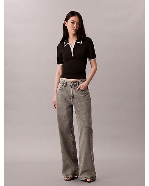 Calvin Klein Black Jeans Quarter Zip Classic Polo Shirt