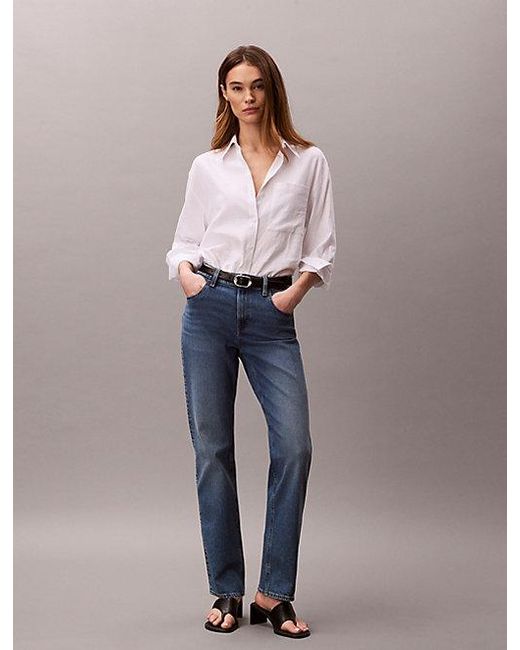 Calvin Klein Blue Jeans High Rise Straight Jeans