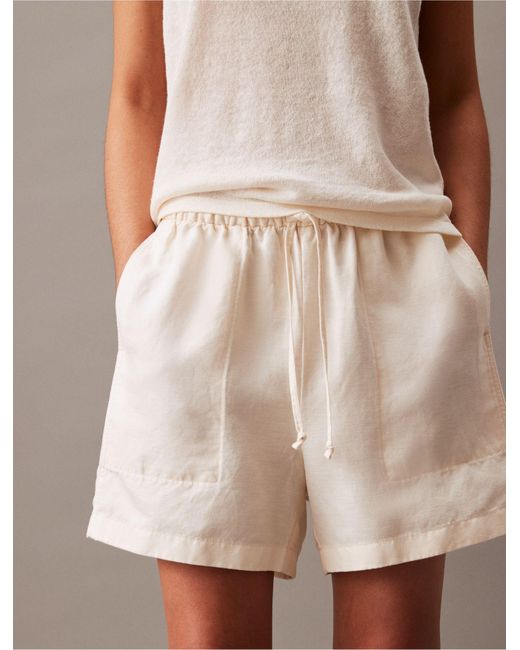 Calvin Klein Natural Casual Linen Blend Pull-on Shorts