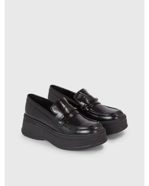Calvin Klein Black Plateau-Loafers aus Leder