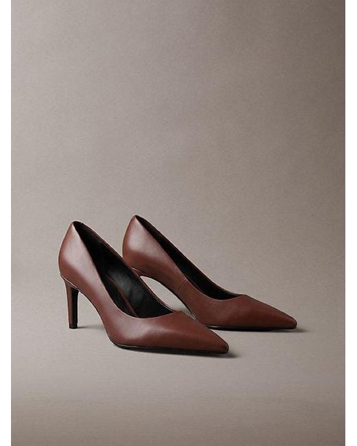 Calvin Klein Brown Leather Stiletto Pumps