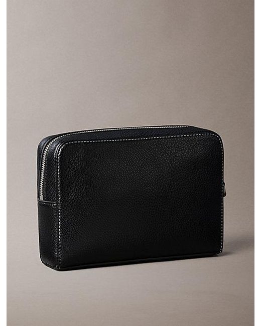 Calvin Klein Black Pebbled Signature Logo Wrist Pouch for men