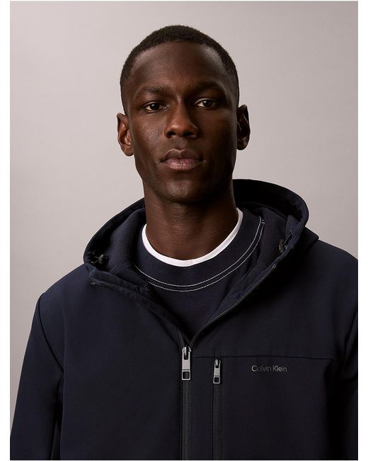 Calvin Klein Blue Softshell Lined Hooded Jacket for men