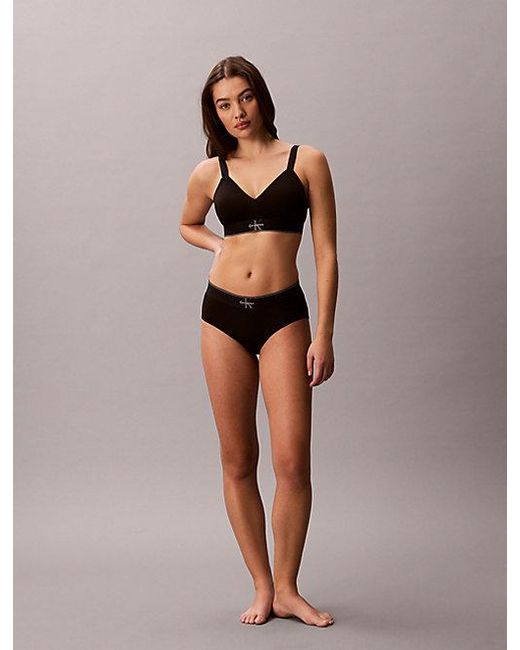 Calvin Klein Black Lightly Lined Bralette Graphic Monogram Microfibre Stretch