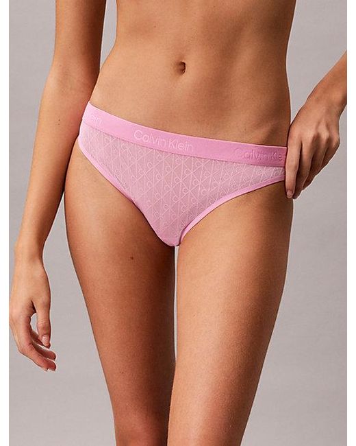 Calvin Klein Red Bikini Briefs Microfibre Lace