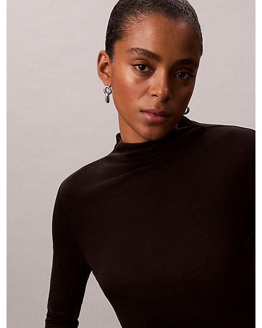 Calvin Klein Slanke Top Met Ronde Hals in het Black
