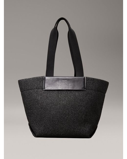 Calvin Klein Black Raffia Tote Bag