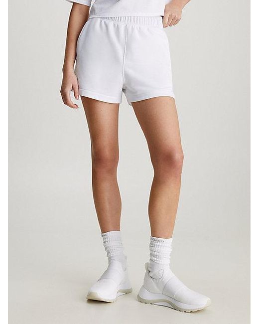 Calvin Klein French Terry Gym Shorts in het White