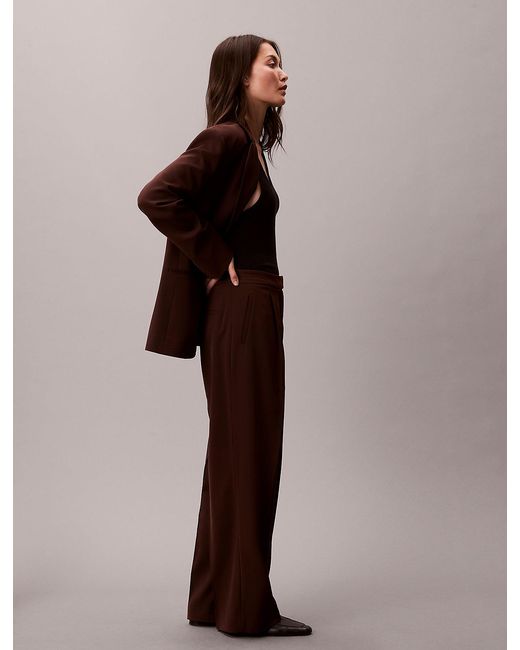 Calvin Klein Brown Soft Crepe Pleated Trousers