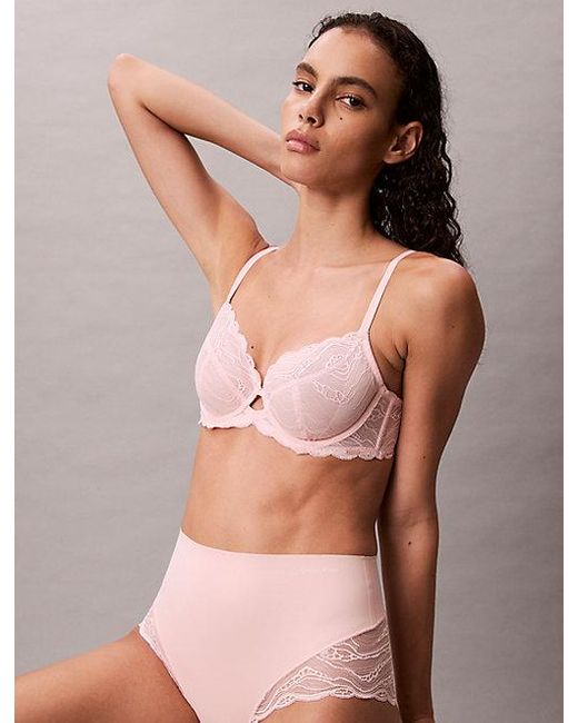 Calvin Klein Pink Full Coverage Bra Sensual Stretch Lace