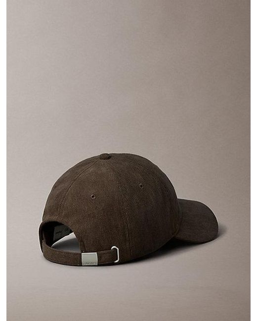 Calvin Klein Brown Corduroy Logo Embroidery Cap for men