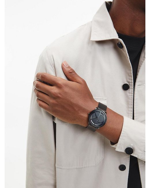 Calvin Klein Black Monogram Logo Mesh Bracelet Watch