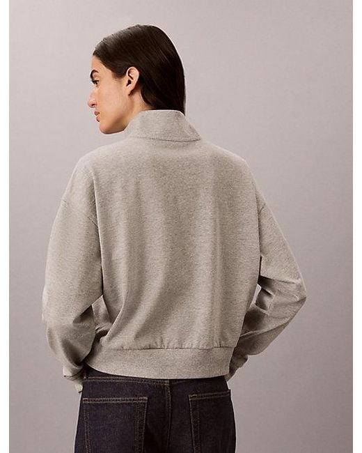 Calvin Klein Gray Logo Cotton Jersey Lounge Sweatshirt