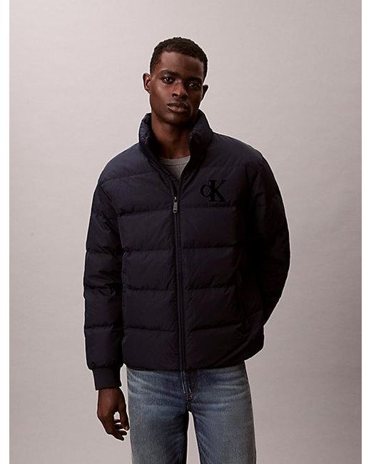 Calvin Klein Chenille Pufferjack Met Monogram in het Blue voor heren