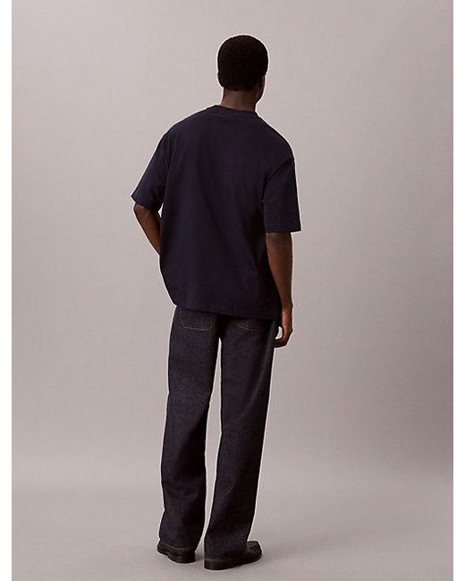 Calvin Klein Blue Relaxed Heavy Jersey Logo T-Shirt for men