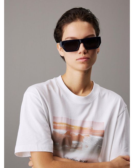 Calvin Klein Gray Modified Rectangle Sunglasses Ckj24625S