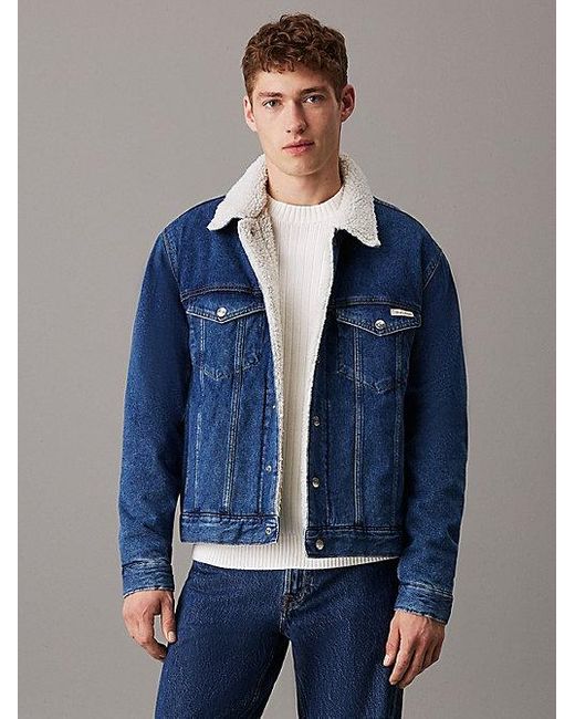 Calvin Klein Sherpa Jeansjacke in Blue für Herren