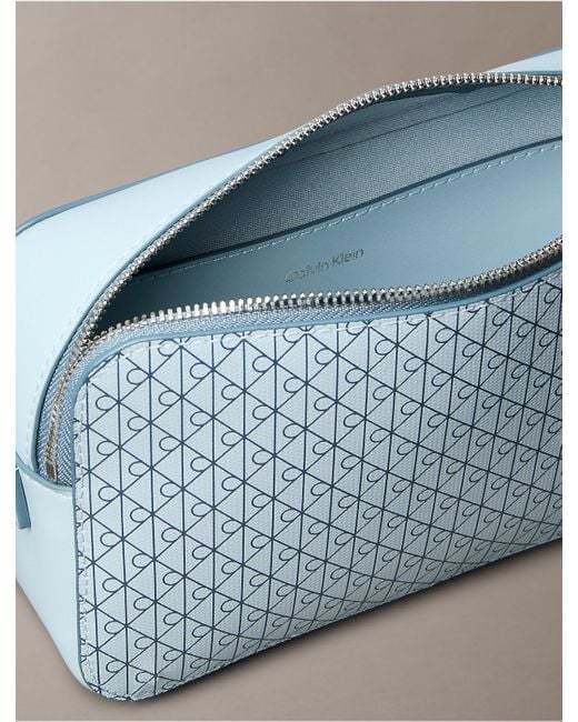 Calvin Klein Blue Allover Monogram Logo Camera Bag